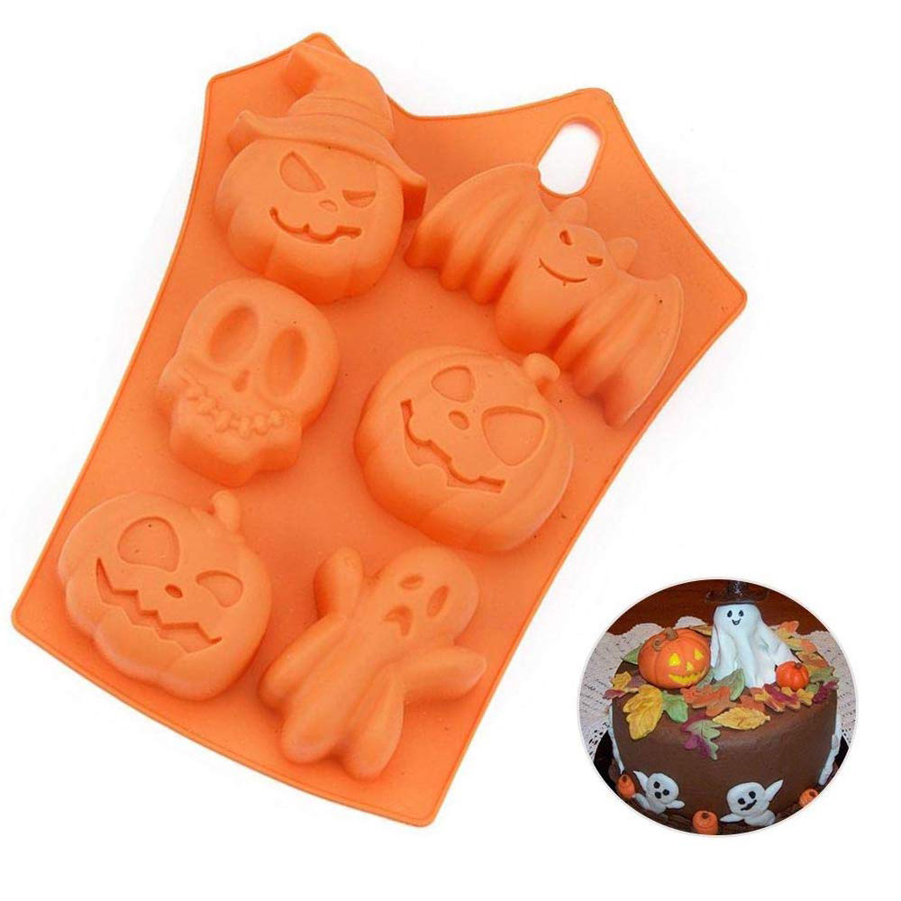 Pumpkin Bat Skull Ghost Shape Halloween Silicone Mold Chocolate Jelly ...